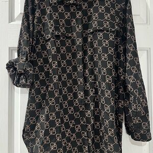 Calvin Klein Black and Pink Patterned Top